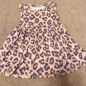 Girls Sleeveless Pink Leopard Print Dress
